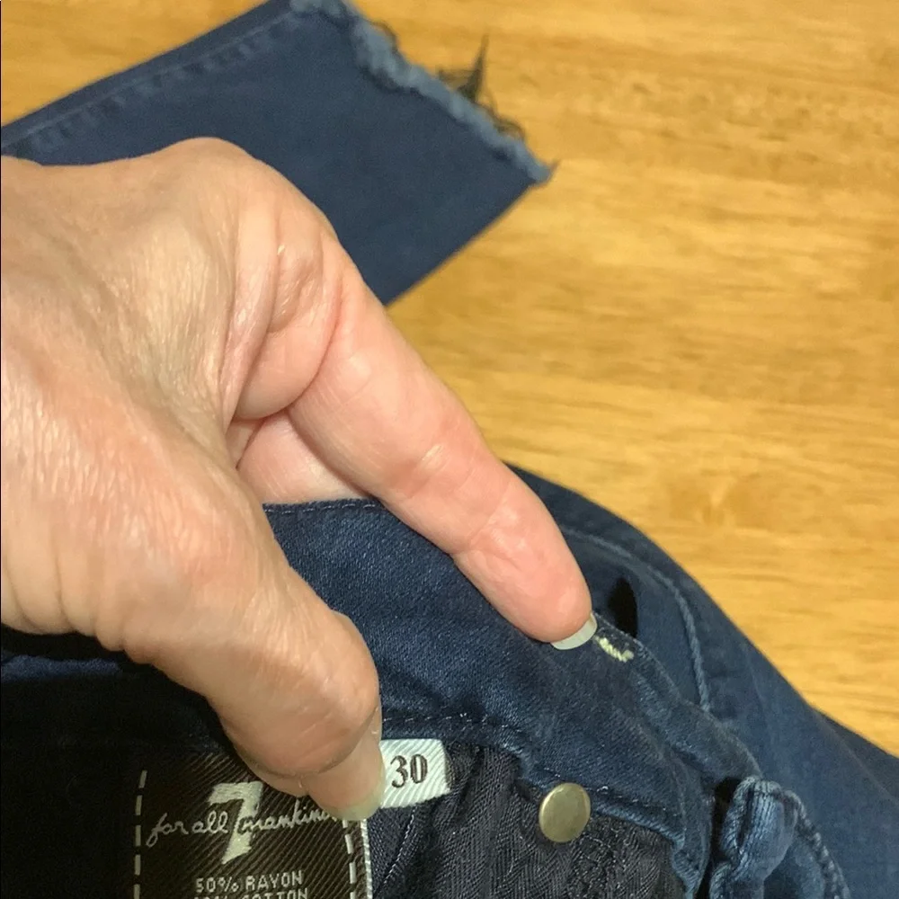 7 For All Mankind Blue Straight Leg Jeans with Classic Indigo Wash